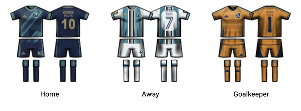 Home, away and goalkeeper kits